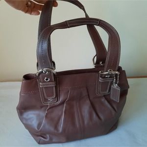 Coach Brown Leather Pleated Shoulder Bag H1060-F15045